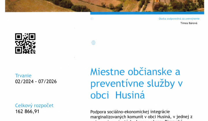 Projekty / Miestne občianske a preventívne služby v obci Husiná - foto
