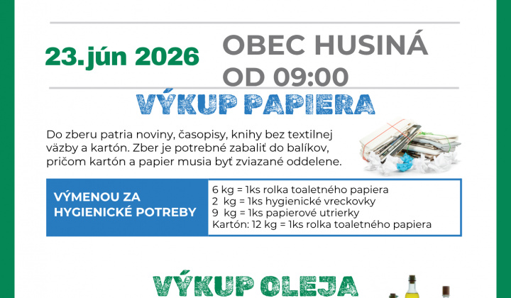 Aktuality / Výkup papiera & oleja - 23.jún 2026 - foto
