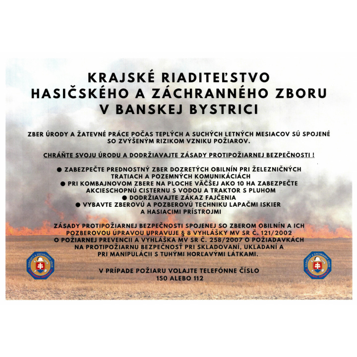 Menšia fotka pre článok Zabezpečenie ochrany pred požiarmi počas zberu tohtoročnej úrody